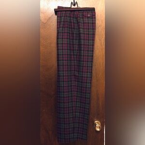 Panther Plaid Fuschia and Navy Blue Wool Pants